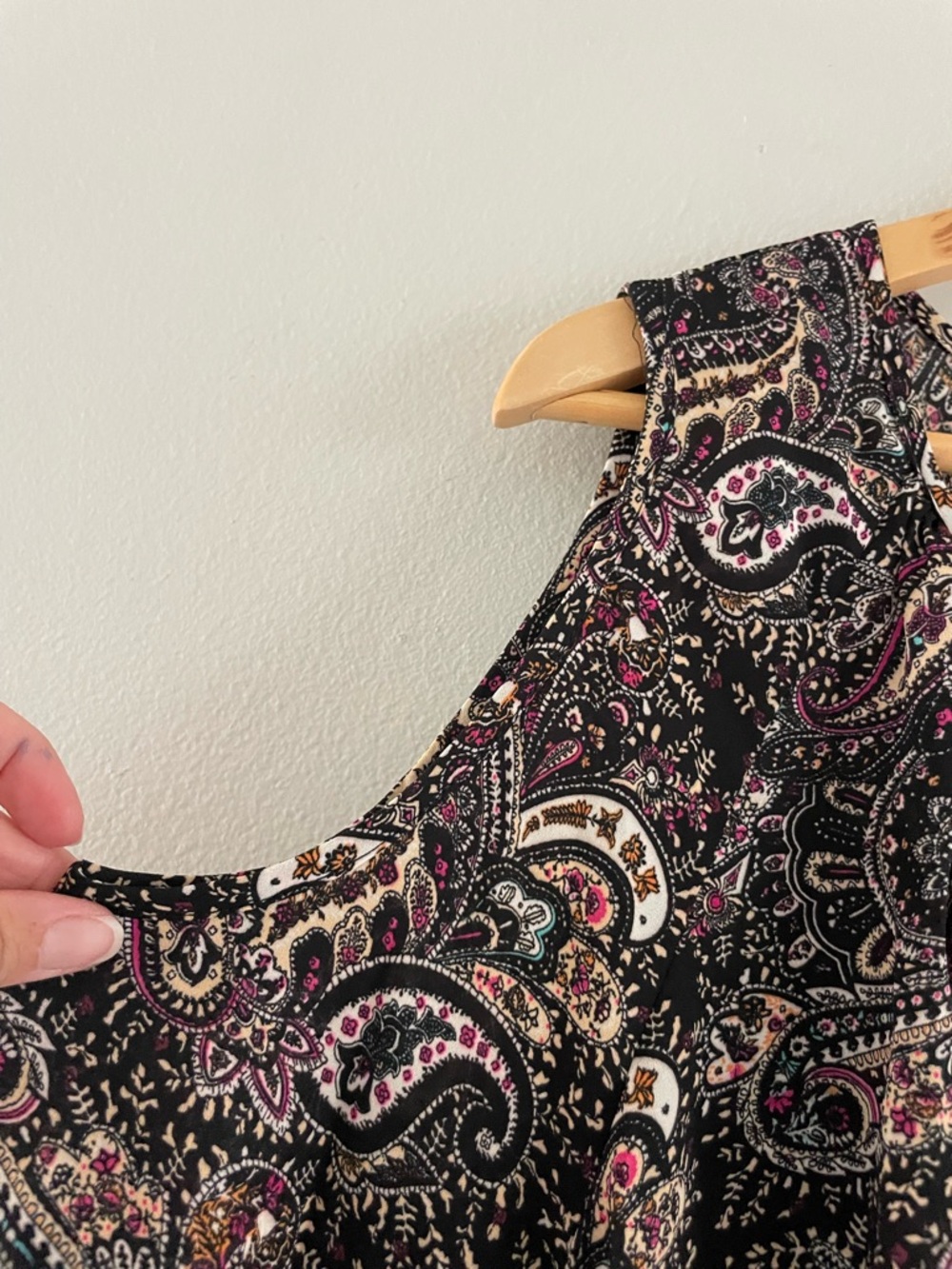 DR2 Black & Multicolor Paisley Cold-Shoulder Blouse - Picture 3 of 6